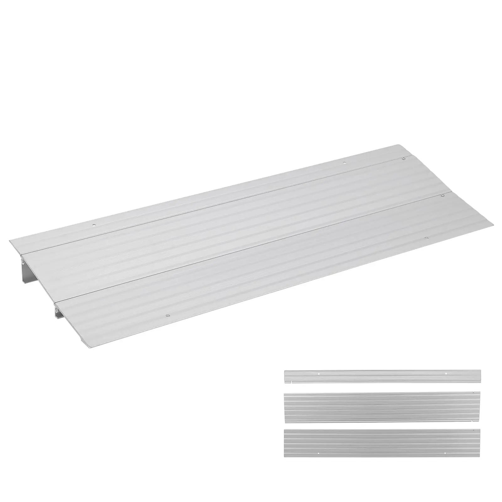 2-Inch Rise Heavy Duty Aluminum Accessibility Threshold Ramp, 700lb Capacity - Customizable 2-Section Metal Ramp for Home Garage, Porch Steps (Scooters, Bikes, Strollers), Tool-Free