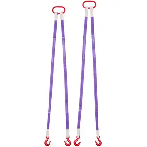 【fathersdaygift】VEVOR Lifting Sling Straps,2Pcs Two-Leg Polyester Bridle Sling with Hooks4400LB Capacity5Ft Heavy Duty Rigging StrapThickened & Wear-Resistant Webbing Slings for Engines Cranes Hoists Truck
