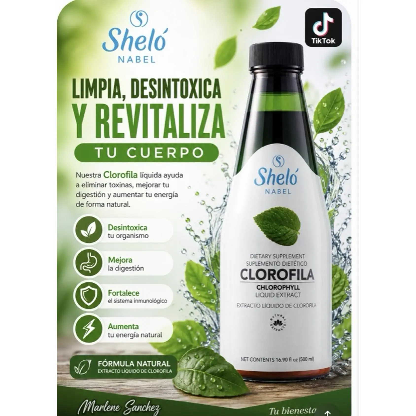 Sheló Nabel Chlorophyll Liquid Extract - Green Dietary Supplement for Detoxification Digestion & Energy Boost