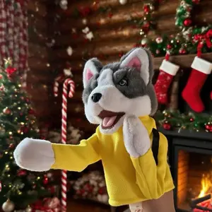 Kung Fu Husky Boxing Dog Punching Stuffed Hand Puppet,Kung Fu Animal Toy Husky Gloves with Sounds and Boxing Action, Pet Toy Gift for Adults Kids Boys Girls