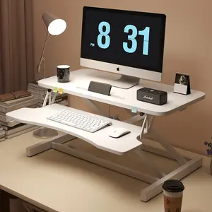32 Inch Desk Converter, Height Adjustable Sit to Stand Riser, Dual Monitor and Laptop Workstation with Wide Keyboard Tray, Standing Computer Desk