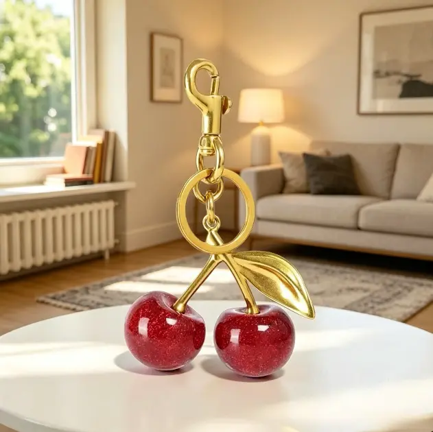 Cute Cherry Design Sparkly Bag Charm, Fashionable BagKeychain for Women & Girls, Trendy All-match & ExquisiteBag Charm for Birthday Gift, Purse Accessories,restock.