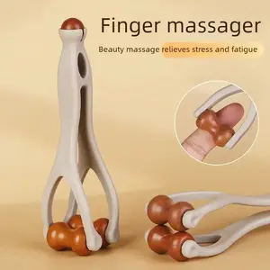 New Wooden Finger Massager with Roller — Hand Joint Acupressure & Meridian Massage Tool