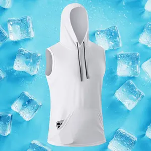 Men'S Sleeveless Hooded Vest, Quick-Dry Fashion Hoodie, Quick-Dry Breathable Summer Fashion Sleeveless T-Shirt, Suitable for Summer Outdoor, Training, Gym, Yoga, Sports and Casual Wear