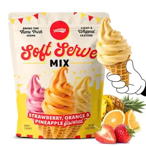 Snackathon Soft Serve Mix Variety Pack, 3 Fruity Flavors (Pineapple, Orange, Strawberry), Makes 3 Quarts, Powder Packets for Ice Cream Maker, Soft Serve Machine, Whip-Style Frozen Treats