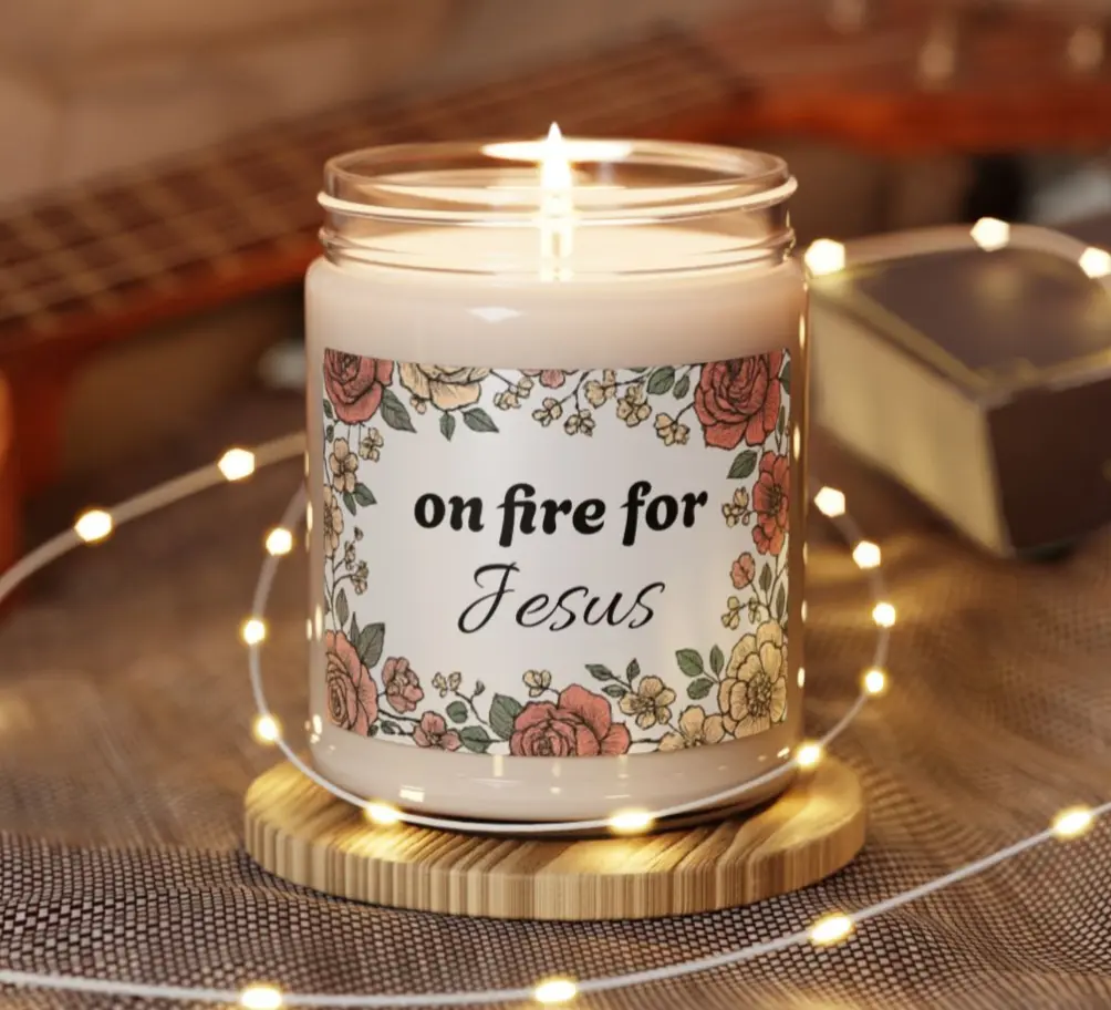 On fire for Jesus candle
