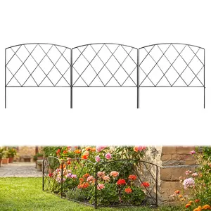 Arifaro Decorative Garden Fence 24 in H x 24 in W (5 Panels, Total Length 10 ft) Garden Raised Bed Rustproof Metal No Dig Fencing Animal Barrier Fence, Garden Decor Outdoor Border for Dog, Yard, Patio, Flower, Bed Garden Accessories