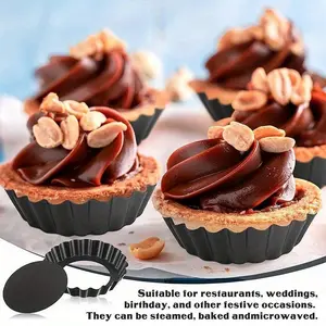 Small Tart Mold Fluted Cupcake Tins Tart Pan 10cm Egg Tart Molds with Removable Bottom Non Stick Mini Tart Pans Baking Supplies