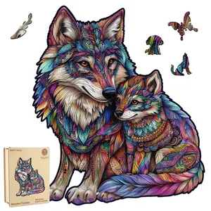 Selected Gifts for Mother's Day Delobil Premium Thick Puzzles for Adults with Puzzle Saver, Unique Adult Jigsaw Puzzles, Brain Teaser Family Game Gift, Leisure Time Fun Challenge & Stress Relief-Wolf Family-200pcs