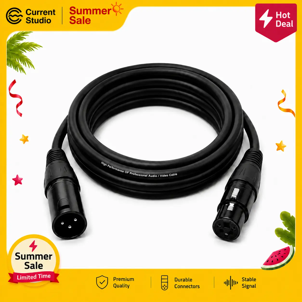 Professional XLR Male to Female Microphone Cable, 6.56FT Heavy-Duty Shielded Audio Cable for Sound Cards, Studio Recording, Live Streaming, Mixers, Speakers & Audio Interfaces