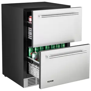 VEVOR 24 Inches Drawer Refrigerator Stainless Steel Dual Drawer Fridge for Home