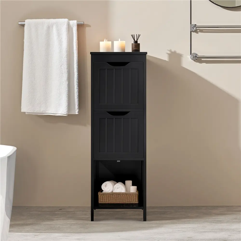 Costoffs Modern Narrow Freestanding Storage Cabinet - 35 in Slim Interior Storage Furniture with 2 Built-In Drawers & Shelf, Furniture Style Floor Unit for Small Space Modern Apartment Organization