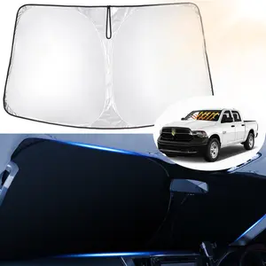 Canvcle Windshield Sun Shade for 2011-2026 Dodge RAM 1500 CrewCab MegaCab 2Dr RegularCab 4Dr QuadCab Foldable Sun Visor Protector Blocks UV Rays Keeps Car Cooler Premium Fabric Material Energy Efficient AC - Semi Truck Sunshade