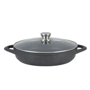 Neware Cast Aluminum Marble Heavy Gauge Low Pot 5Qt / Neware Olla baja de calibre pesado de mármol de aluminio fundido 5Qt Cookware Lid