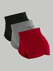 Fashion New Multifunctional Women's Ruched Fitted Shorts Set, Three-Piece Casual Summer, Stylish and Comfortable Clothing Bottoms
