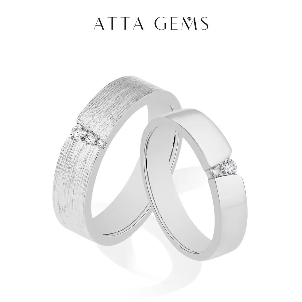 ATTAGEMS 925 Sterling Silver Round Lab-Created Moissanite Ring - Elegant Everyday Ring for Couples, Husband-Wife Gifts, Fine Daily Wear Jewelry R292