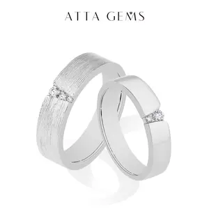 ATTAGEMS 925 Sterling Silver Round Shape Lab-Created Moissanite Ring for Women Men Couple Ring Daily Wear Fine Jewelry R292