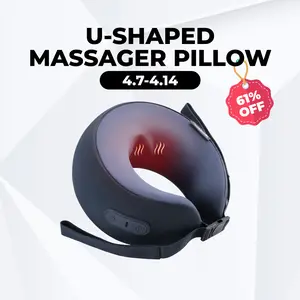 CINCOM U-Shaped Neck Massager Pillow（Midnight Blue） for Cervical Support, with Soothing Heat & Kneading, 360° Memory Foam Support, Cordless, Rechargeable & Portable, Perfect Gift for Black Friday, Thanksgiving, Christmas, Birthdays & More