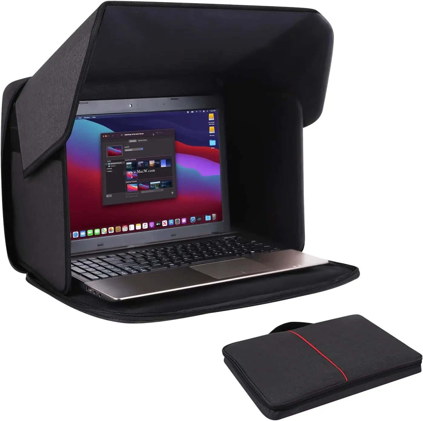 Foldable 12-14'' Laptop Sun Shade, Sun Glare Shield Privacy Screen Hood Computer Sunshade Cover for Outdoor Working, Patent Pending
