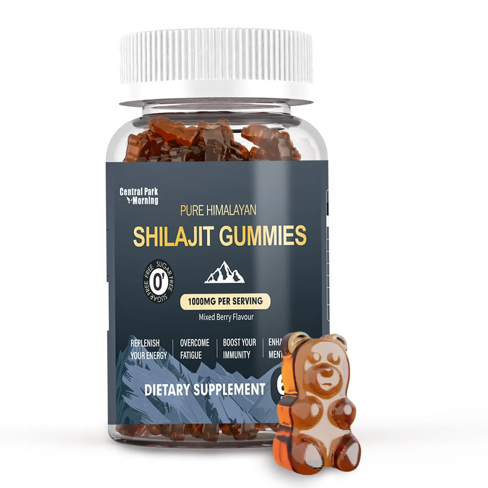 Shilajit Gummies 1000mg, Pure Himalayan Shilajit Supplement, High in Trace Minerals, Energy Immune Health Support, Sugar-Free Vitamin Fitness Suppleme