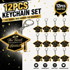 12Pcs 2026 Graduation Acrylic Charm Keychains - Metal Clasp, Scratch-Proof Quote Motif Grad Cap Design, Graduation Gifts for College Students, Keychains for Women