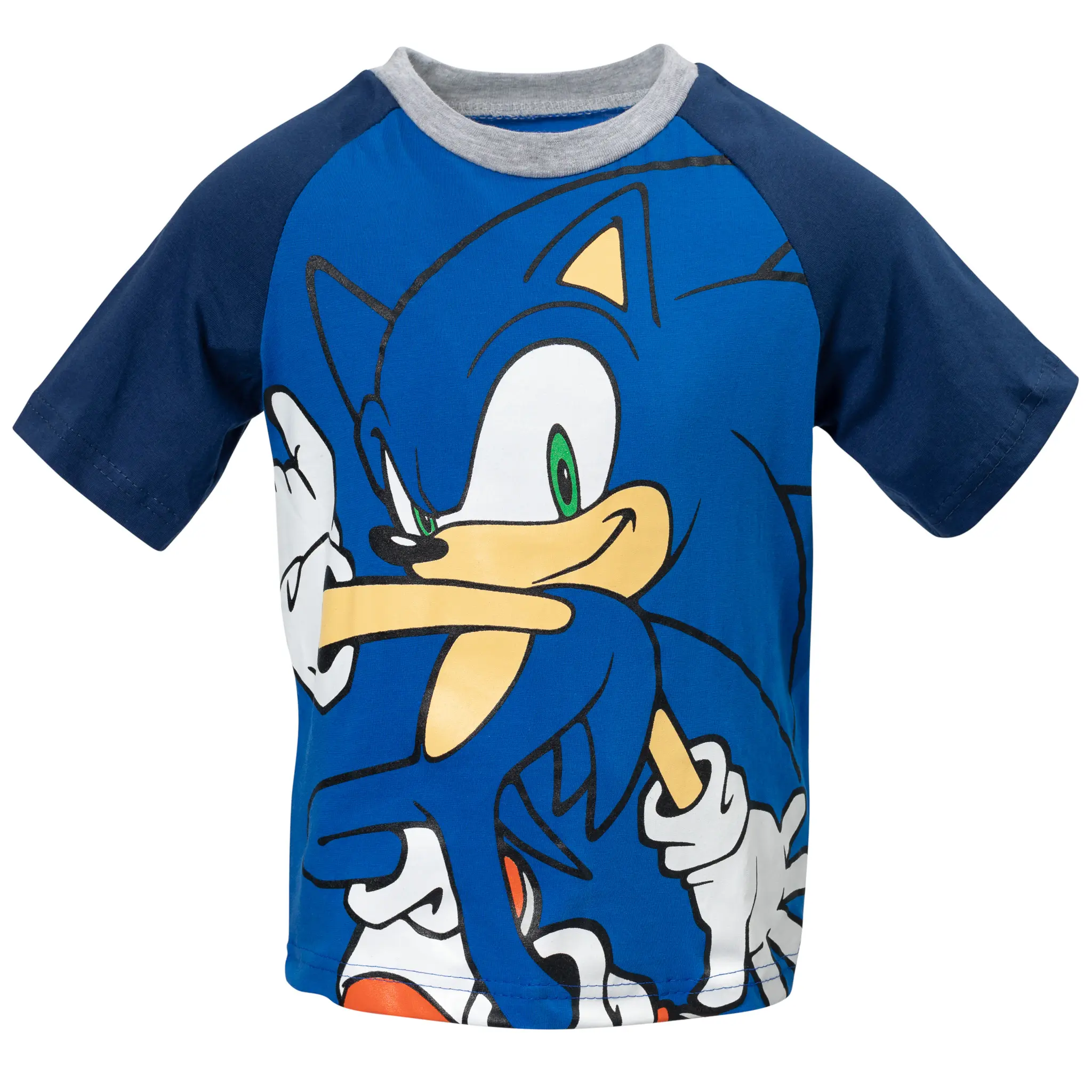SEGA Sonic the Hedgehog Boys' 2-Piece Set, Casual Raglan Tee with Character Art & Allover Print French Terry Shorts, Ages 3-4 Years+, Two Piece Set, Clothes