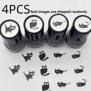 Cute Cat Stamp Set with 4 Unique Poses, Playful Eye Design, Durable Plastic Teacher Reward Stamp for School Supplies and Crafting, Office Supplies, Book Stamps