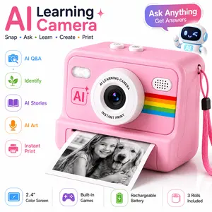 AI Learning Camera for Kids, Instant Print Camera with AI Q&A, Object Recognition, Story Maker, Voice-to-Image Art, Cartoon Effects, Color Screen & Thermal Printing, Educational STEM Toy for Boys Girls 3-12