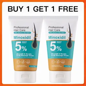 【BUY 1 GET 1 FREE】5% Minoxidil Hair Growth Scalp Massage Cream with Keratin & Ginger Root Extract Prevents Hair Loss Repairs Follicles Promotes Fast Regrowth Strengthens Roots for Men & Women Haircare Buy 1 Get 1 Free