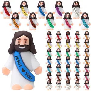 50 Pcs Little Jesus Figures, Mini Jesus Figurines in bulk, Jesus loves you figures, Cute Jesus Ornaments for Boys Girls Easter Egg Hunt, Cute Jesus Ornaments to Hide and Seek, Religious Party Favors Sunday School Baptism Gifts,Christian Easter Home Decor