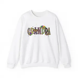 Grandpa Mardi Gras Sweatshirt, Unisex Crewneck Jumper, Family Celebration Pullover, Festive Parade Top, Costume Party Outfit