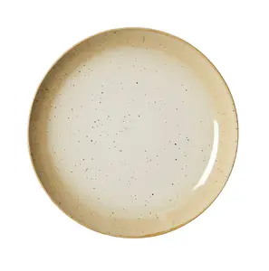 Beige Reactive Stoneware Salad Plate Round 8in D