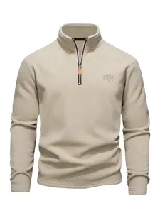 1/3 pezzi Men's Fleece Hooded Sweatshirt, Warm Comfortable Quarter Zip Long Sleeve, Casual Sportswear, Ideal for Hiking, Outdoor Sports, Daily Wear