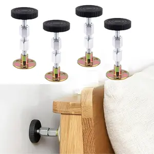 4 Counts Adjustable Threaded Bed Frame Fixer, No-Shake Headboard Wall Brackets, Headboard Reinforcement System, Quick Installation