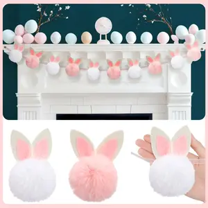 Easter Bunny Garland Wood Beads Banner Rustic Rabbits Hanging Garland with Beads, Bunny Eggs with Bow Door Wreath Garland for Mantle Fireplace Shelf Wall Doorway Display, Spring Home Decor, Easter Decor 2026 Easy Hang Indoor Outdoor Party Supplies & Gifts