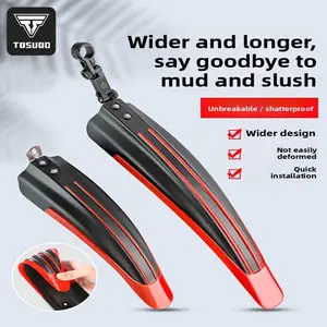 Bike Fender for Mountain/Road - Heavy-Duty Black/Red Wheel-Fitting Mud with Quick Installation, Shatterproof Design & -Free Setup (Compatible with 26"/27"/28"/29"/32"/36"/40" Tires) - Durable Access