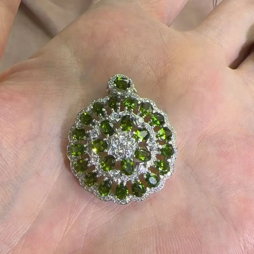 S925 sterling silver Natural peridot pendant  for Women, Girl friend, Brides, Grils as &Birthday Gift, Perfect for Daily Wear and Party, Valentine's Day Gift