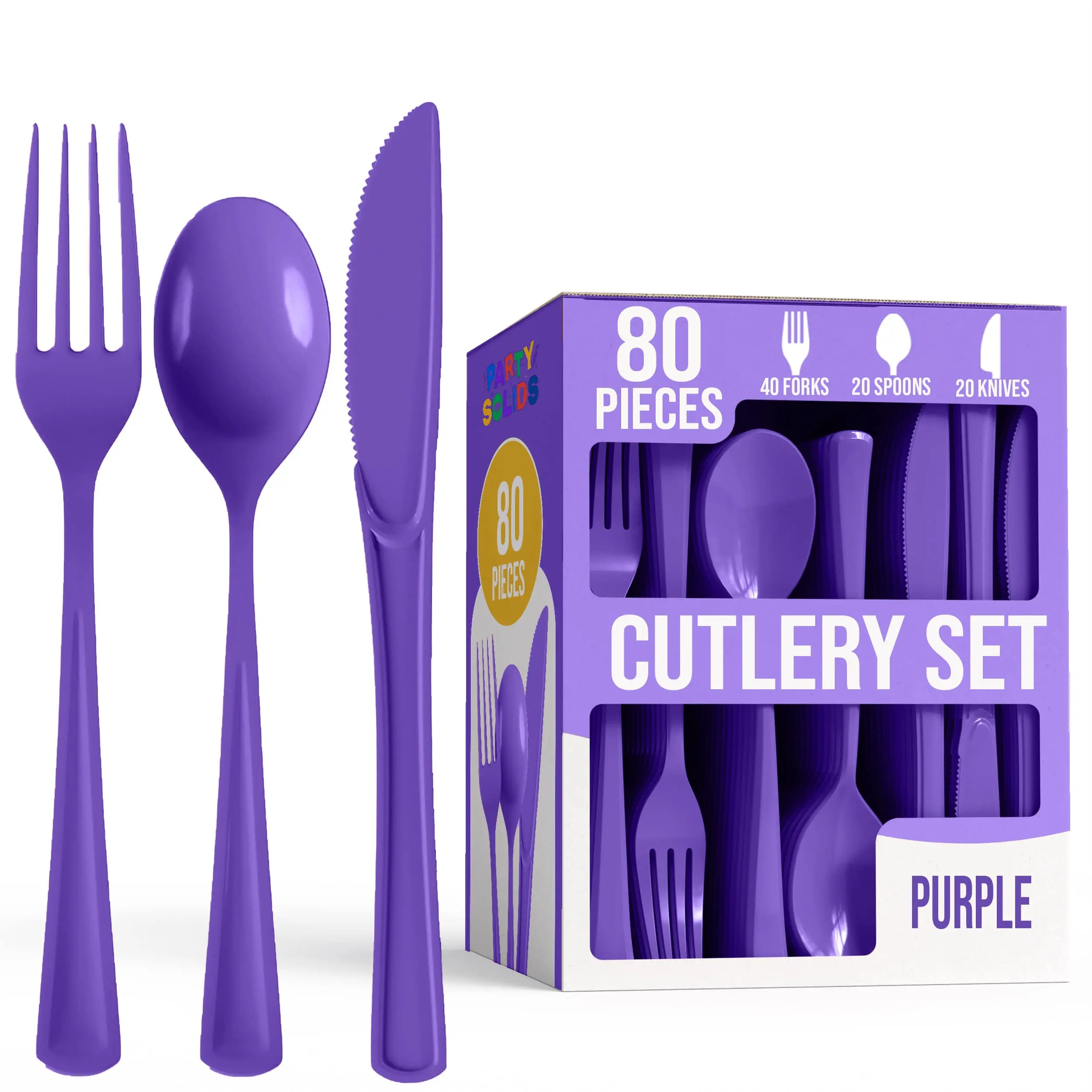 Heavy Duty Purple Cutlery Combo | 7.5 in. | 80 Count