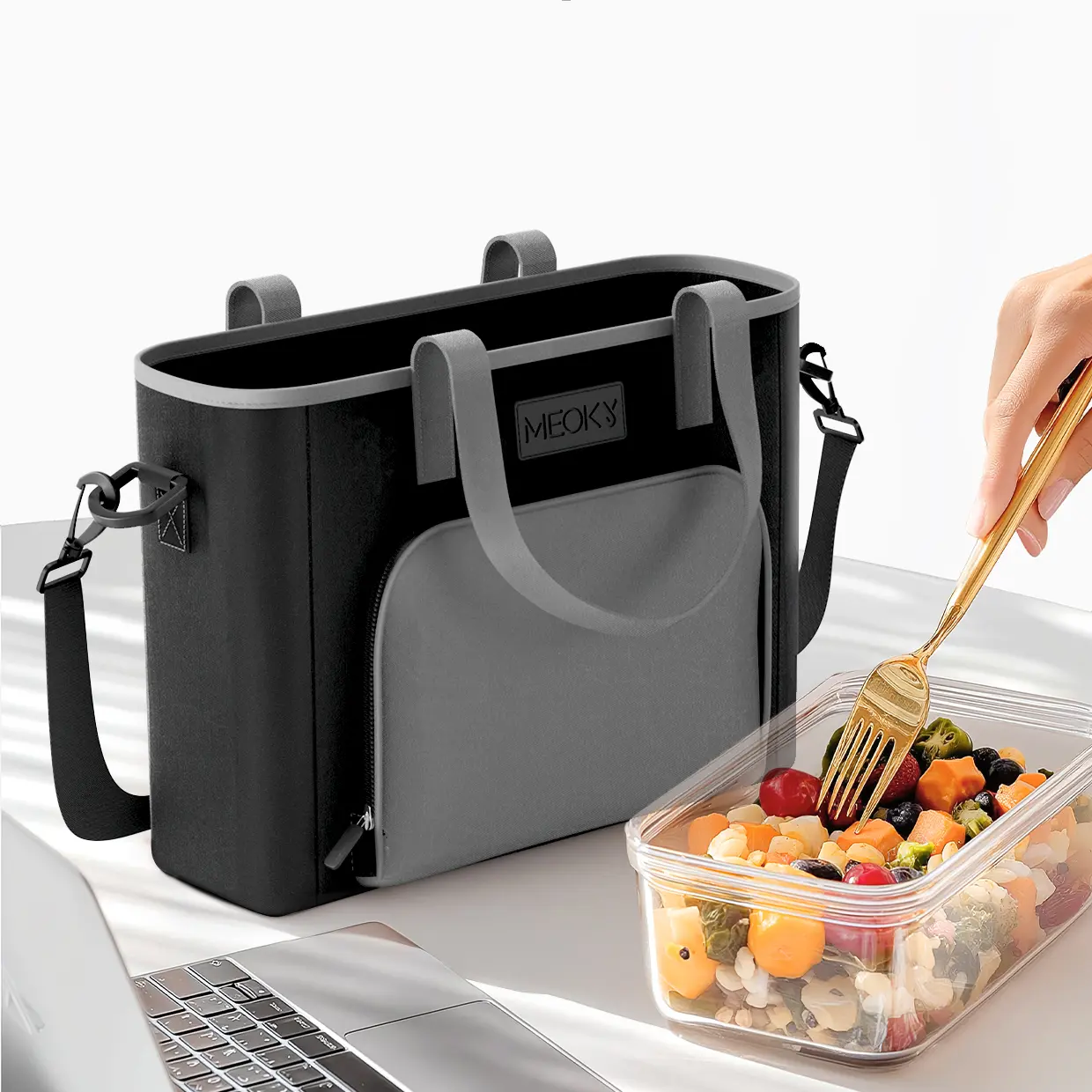 MEOKY Insulated Lunch Bag for Adults, Large Capacity Double-Layer Tote for Work & School, Leak-Proof & Reusable Cooler with Detachable Strap, Lunch Bags, Zipper, Polyester, Back To School Haul, Packing Lunch For My Kid#backtoschool#backtoschoolseason