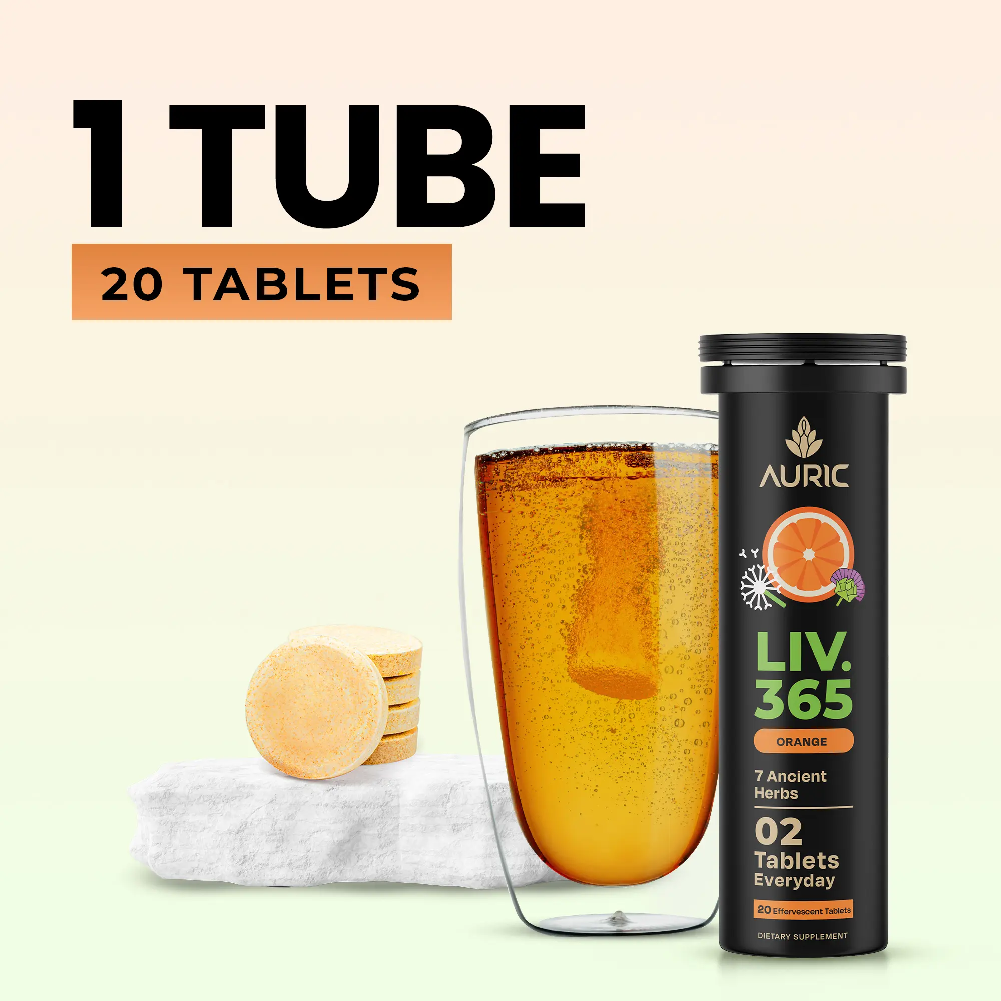 Auric Herbal Liver Support Supplement | Milk Thistle (Silymarin), Turmeric, Garlic, Ginger for Liver Health | Advanced Detox & Cleansing Formula for active Liver | 20 Tablet | Plant Based Gluten-Free | Liv365