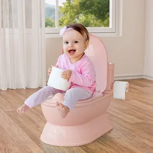 BabyBond 2-in-1 Lager Realistic Flushing Potty Trainning Seat for Boys and Girls, Baby Potty Chair with Detachable Seat Flush Sounds Wipes Storage & Toilet Paper Holder for Toddler