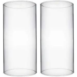 Glass Hurricane Candle Holder - Open Ended Wide 3" x Tall 8" Chimneys for Candles