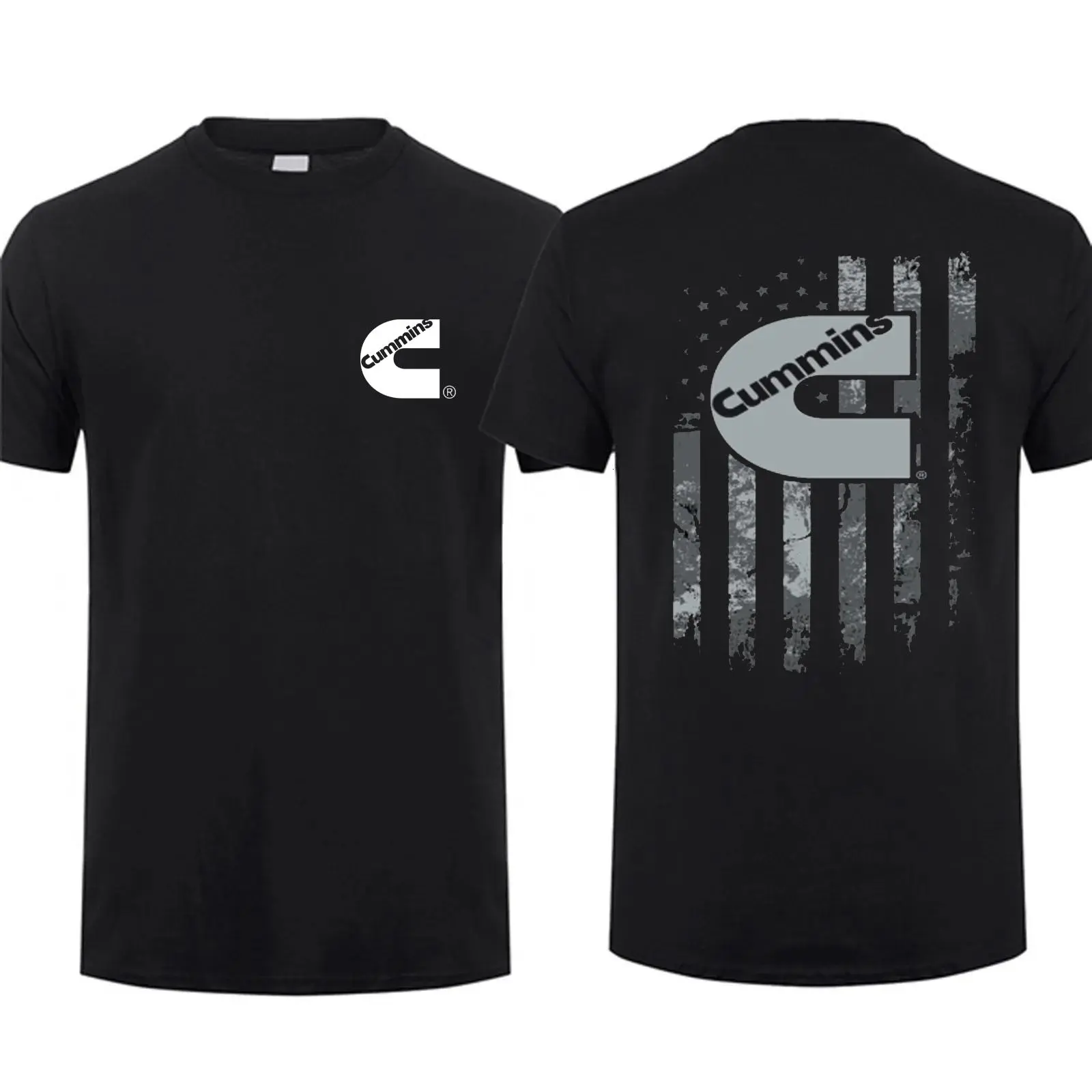 Cummins Diesel American Flag Camo 2 Sides T-shirt, Car Enthusiast Shirt, Perfect For Truck Lovers, Full Size, Full Color, For Men, For Women