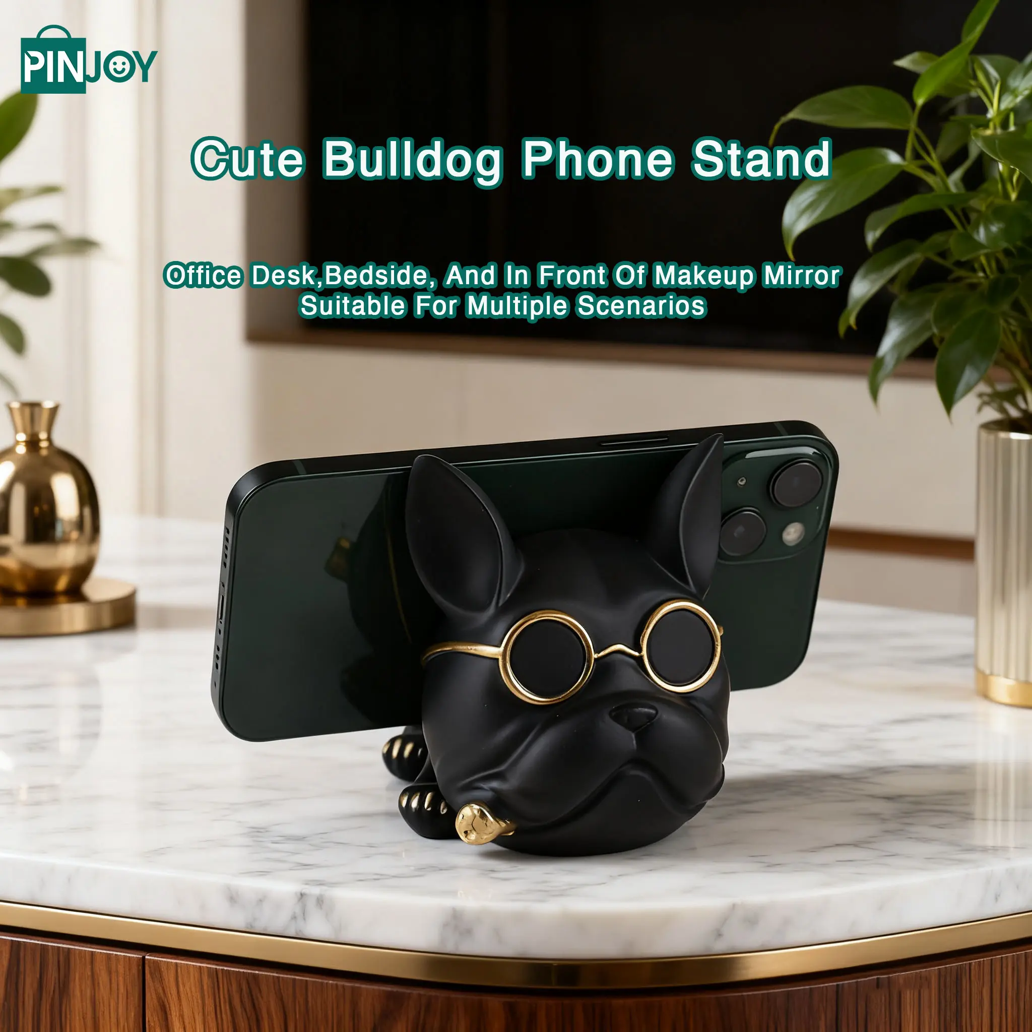 Aesthetic French Bulldog Phone Stand,Hands-Free Desk Dock, Office desk, bedside table, makeup mirror, suitable for multiple scenarios, perfect gift for holidays