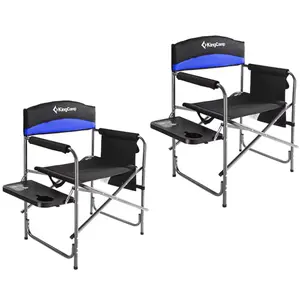 KingCamp Polyester Black, Royal Blue - 2 Pack Folding Camping chair Adjustable and Easily fold for tailgating, camping, fishing, outdoor picnics