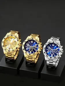 Men's Business Quartz Watch Set, Accurate Time Display, Trendy Analog Dial, Alloy/silicone Strap, Business Fashion Watches, Perfect for Business Parties, Gifts, Modern Fashionable Wristwatch