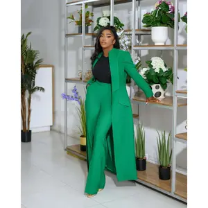 two-piece set woman Streetwear Fashion X-Long Blazer Coat and Long Pants Suit 2 Two Piece Set for Women 2025 Spring African Work Business Outfits