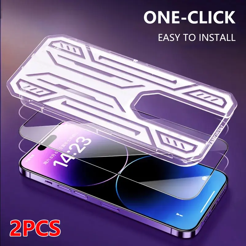 2PCS HD Screen  Tempered Glass Protectors, Full Coverage Screen Chamber Tempered Glass for iPhone 17Pro Max/17Air/16/15/14Plus/13/12 Pro/Pro Max, Fingerprint Resistance, Dynamic Island Compatible, Easy to Install, 9H+ Hardness Wear-Resistant Protectio