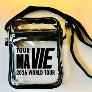 Custom MaVie Tour 2026 Clear Crossbody Bag with Removable Strap and Front Pocket Concert & Stadium Approved Concert Ready Purse
