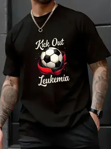 Unisex 100% Cotton Kick Out Leukemia Soccer Awareness Orange Ribbon Sports T-Shirt - Limited Edition, Fun Gift Idea, For Men, Women & Children